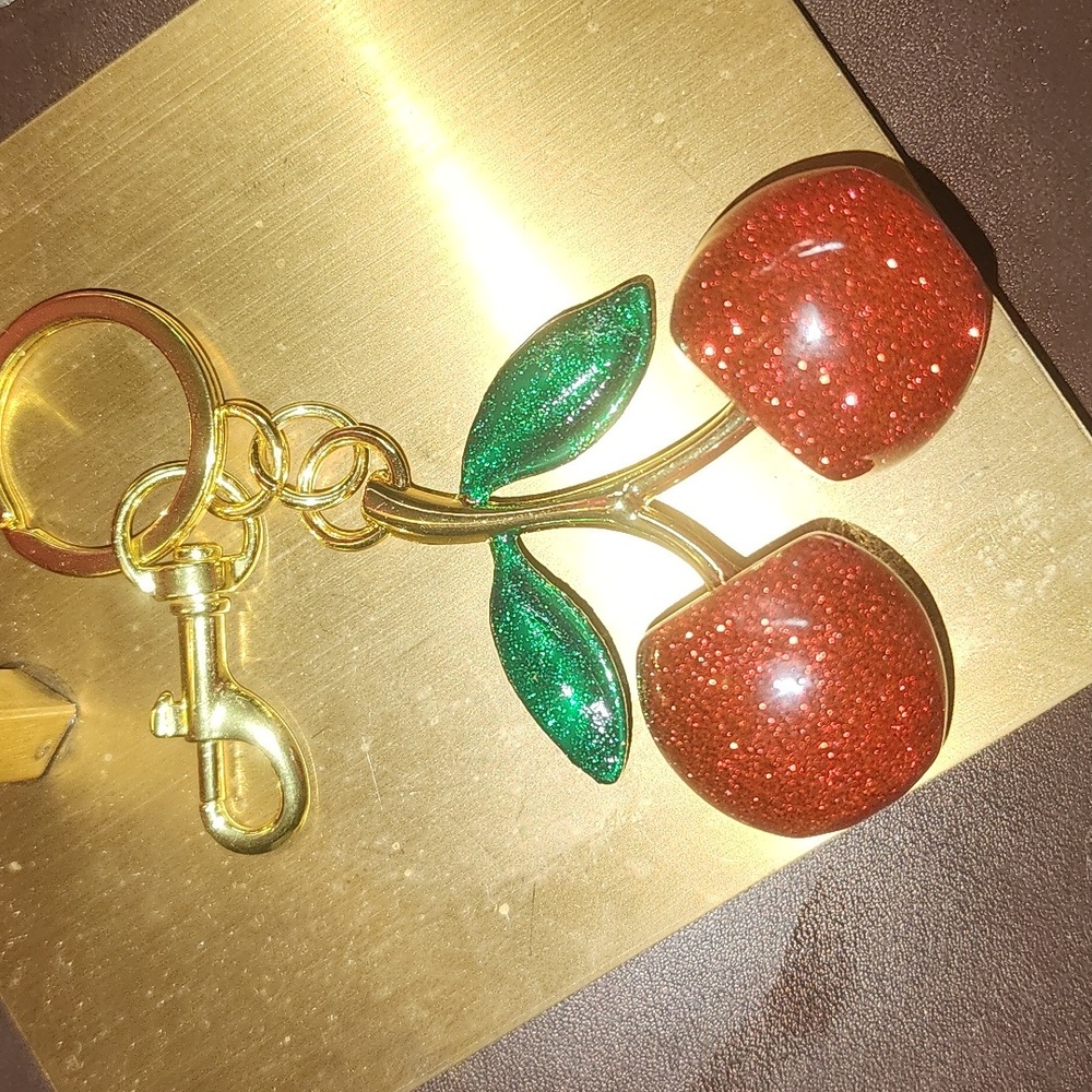 Large Sparkling Cherry Clip On Keychain - Picture 4 of 5
